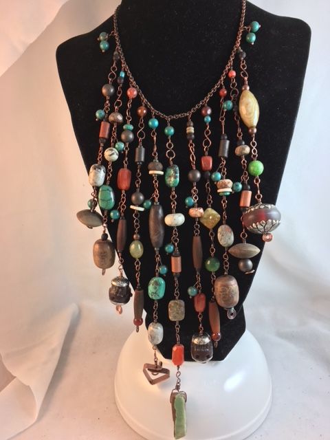 Karen Meador, Ph.D.'s Bead Soup Necklace - , General Education, Loops, Wire Loop, Wrapped Wire Loop, bead soup necklace